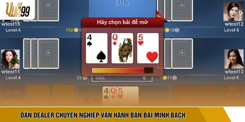 Dàn Dealer chuyên nghiệp vận hành bàn bài minh bạch